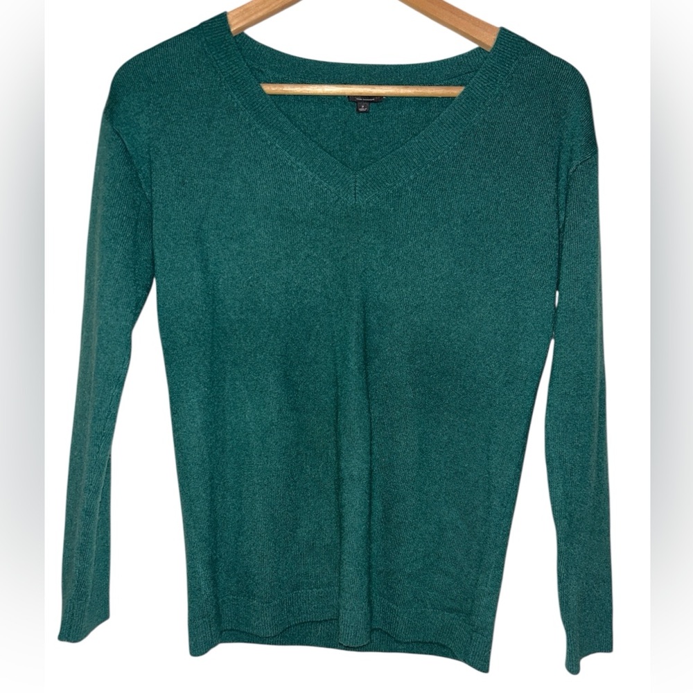 Talbots Pure Cashmere V Neck Sweater Petite Women’s Dark Green